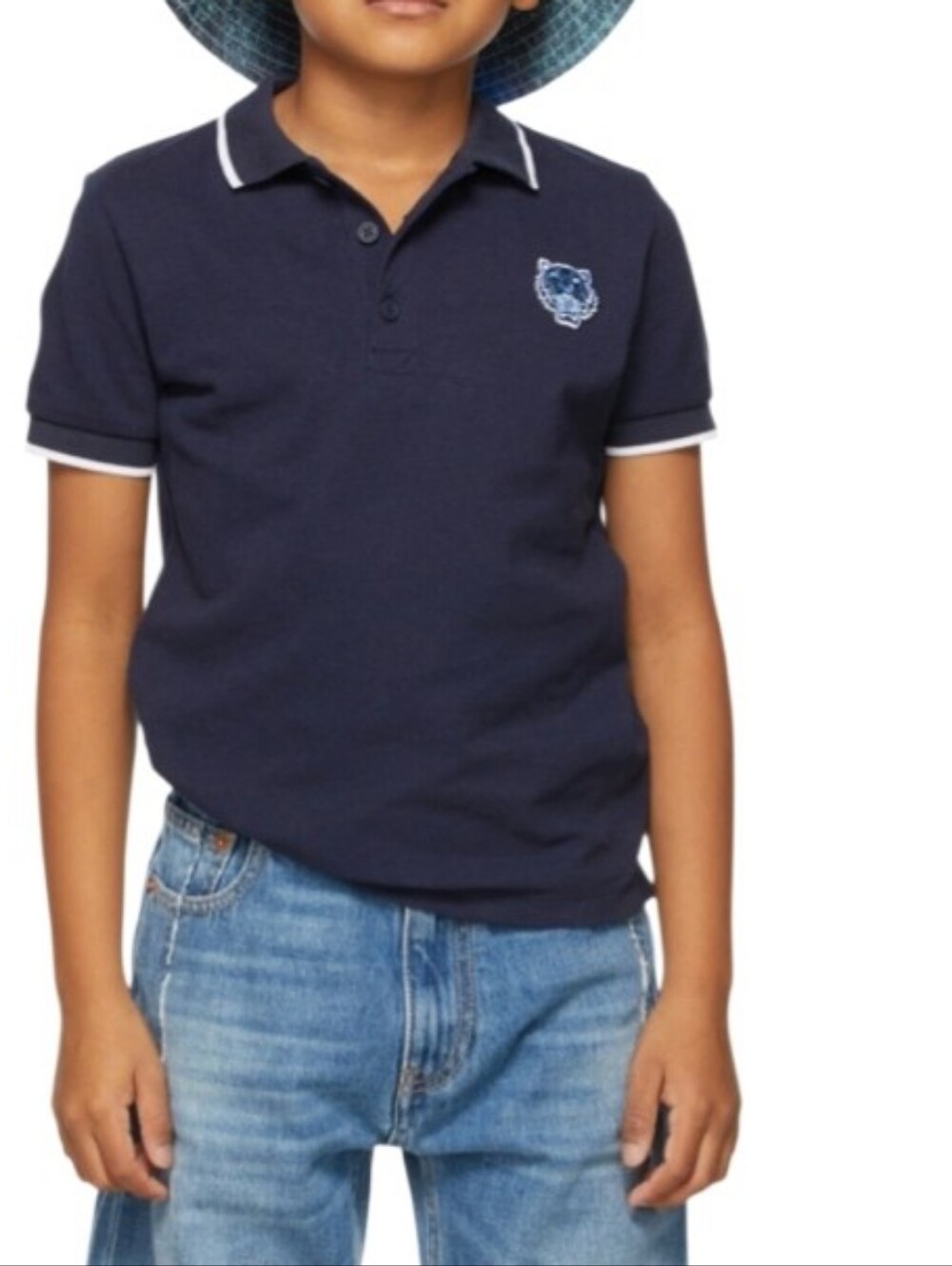 Kenzo Kid Navy Polo with  Contrast Trim